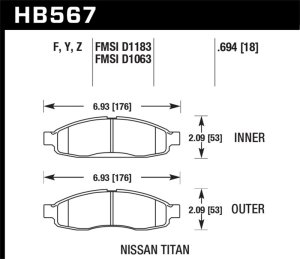 Infiniti QX56 Brake Pads - Front - Hawk Performance - LTS Street - `04-`06 Infiniti QX56 Brake Pads - Front - Hawk Performance - LTS Street - `04-`06